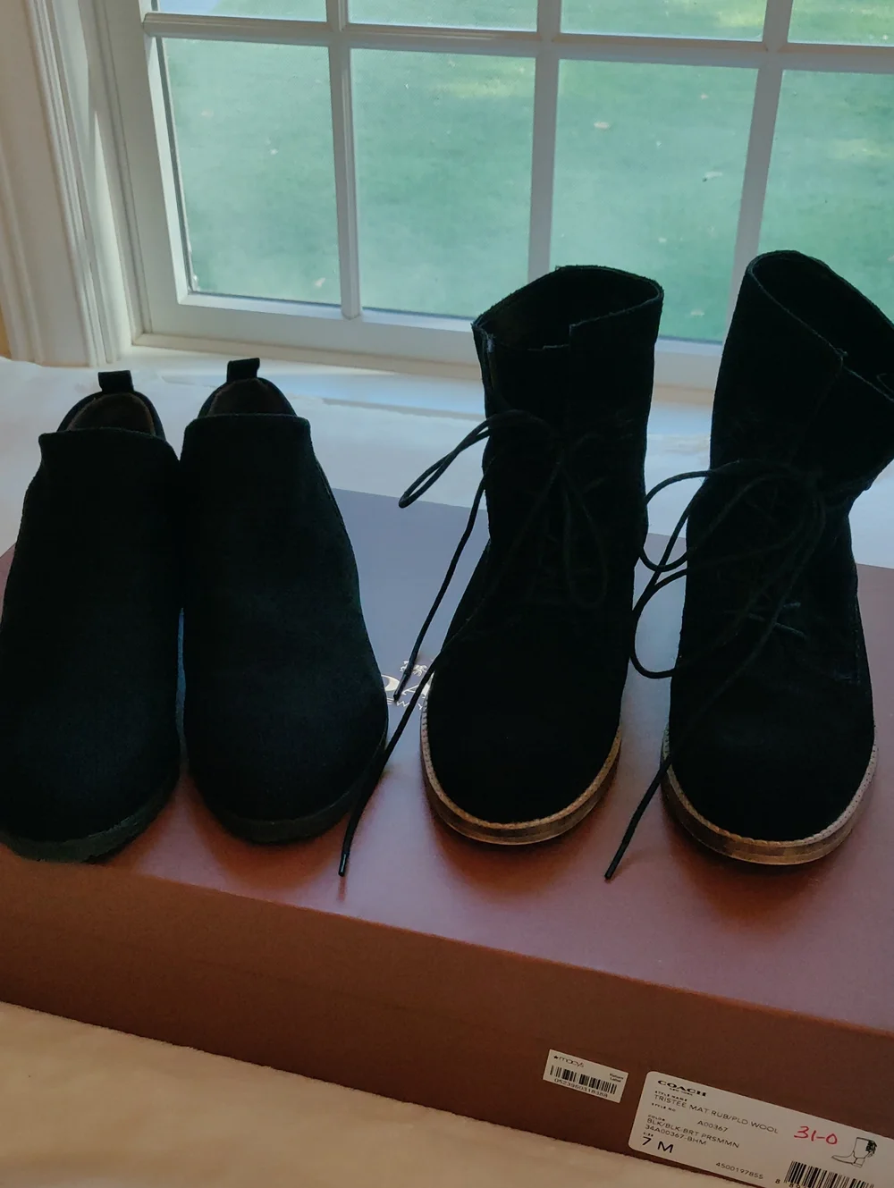 Women's Black Suede Lace-Up Boots And Slip On Boots